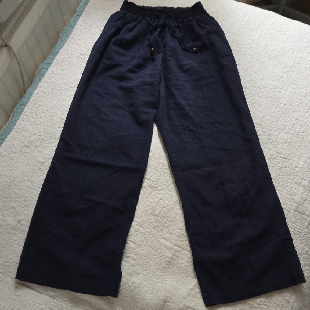 Sound Style Pants Womens M Blue Pull On Wide Leg
